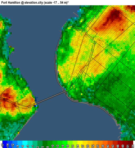 Fort Hamilton elevation map