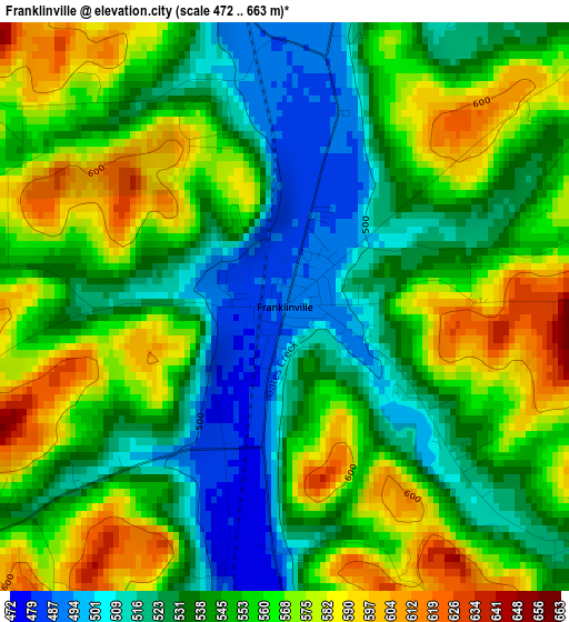 Franklinville elevation map