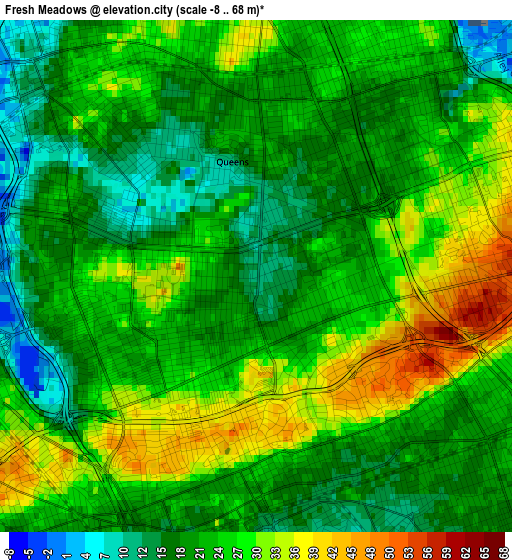 Fresh Meadows elevation map