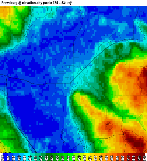 Frewsburg elevation map