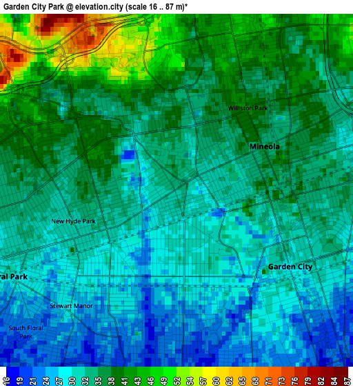 Garden City Park elevation map