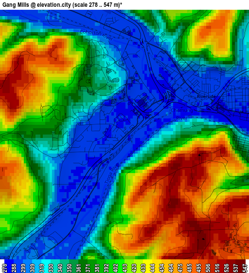 Gang Mills elevation map