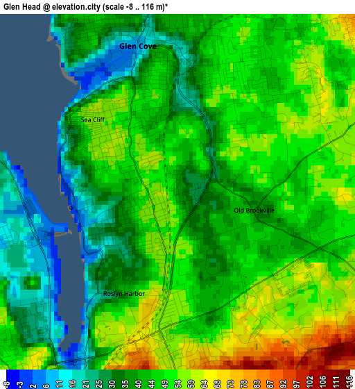 Glen Head elevation map