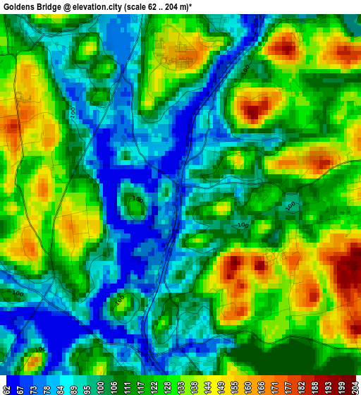 Goldens Bridge elevation map