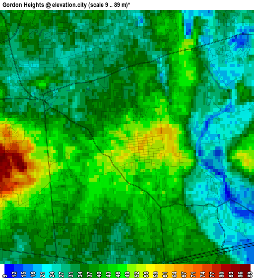 Gordon Heights elevation map