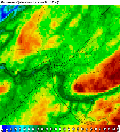 Gouverneur elevation map