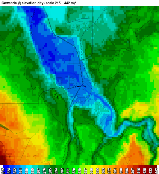 Gowanda elevation map