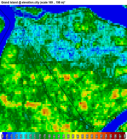 Grand Island elevation map