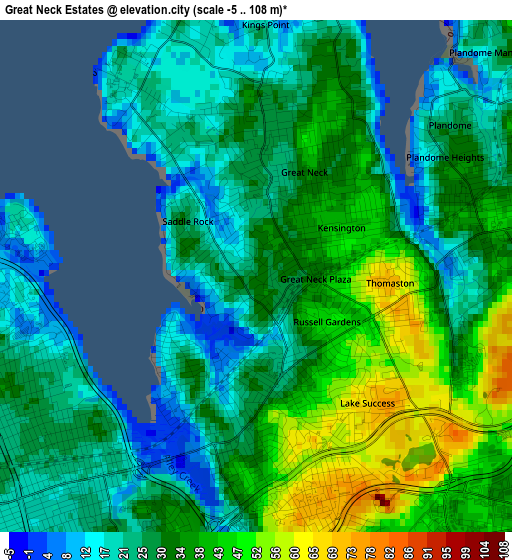 Great Neck Estates elevation map