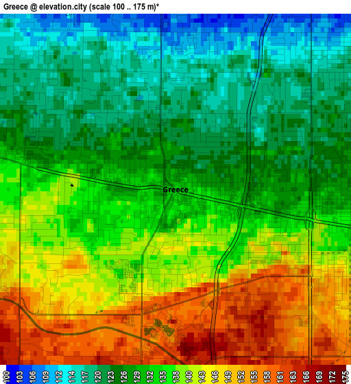 Greece elevation map