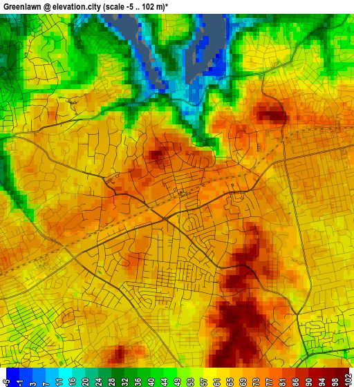 Greenlawn elevation map