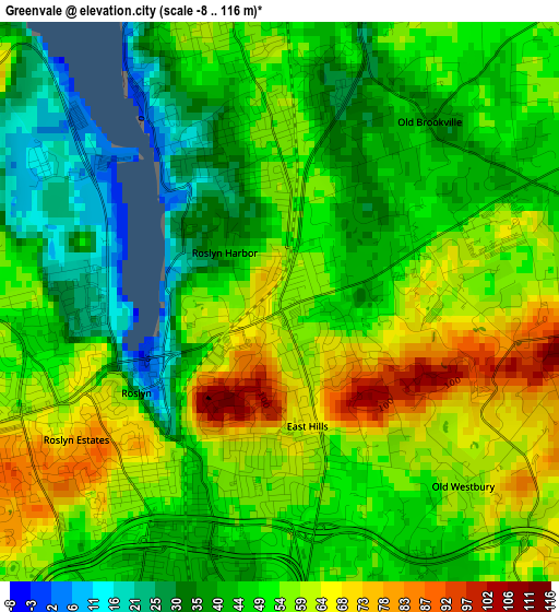 Greenvale elevation map