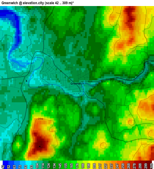 Greenwich elevation map