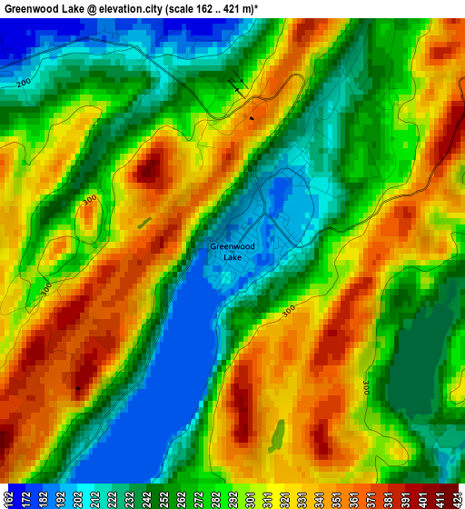 Greenwood Lake elevation map