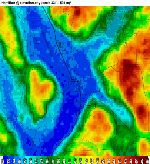 Hamilton elevation map