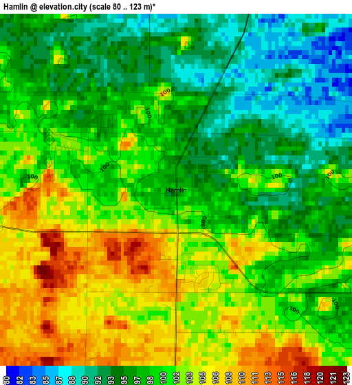 Hamlin elevation map