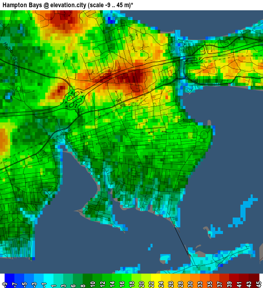 Hampton Bays elevation map