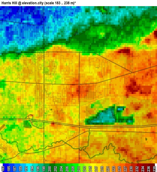 Harris Hill elevation map