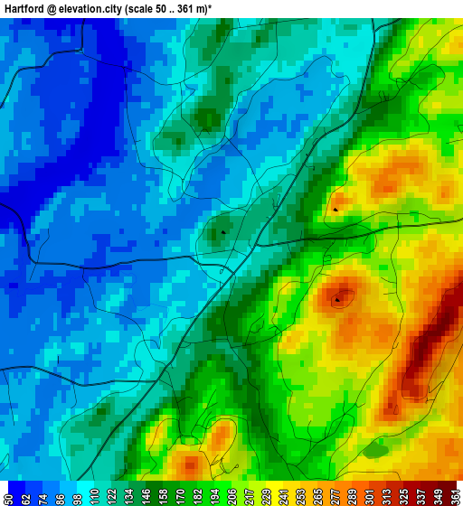 Hartford elevation map