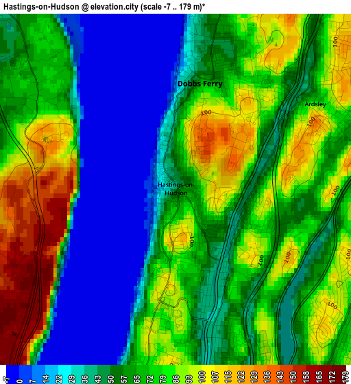 Hastings-on-Hudson elevation map