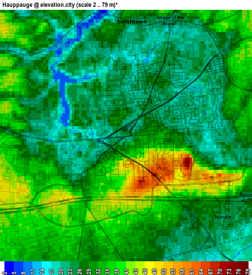 Hauppauge elevation map