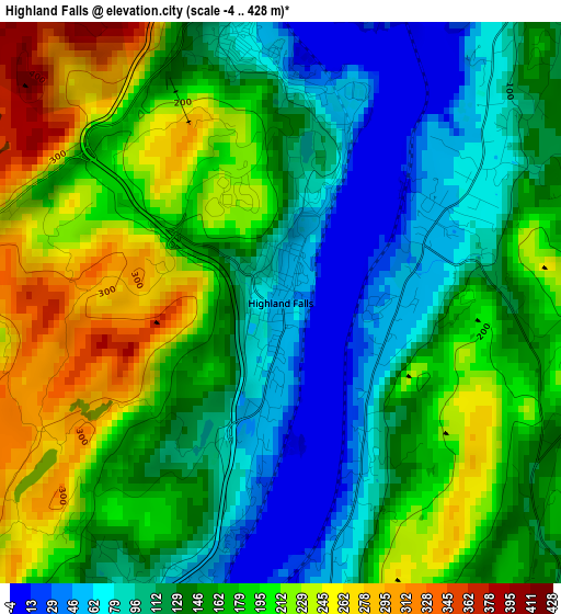 Highland Falls elevation map