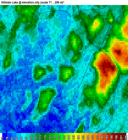 Hillside Lake elevation map