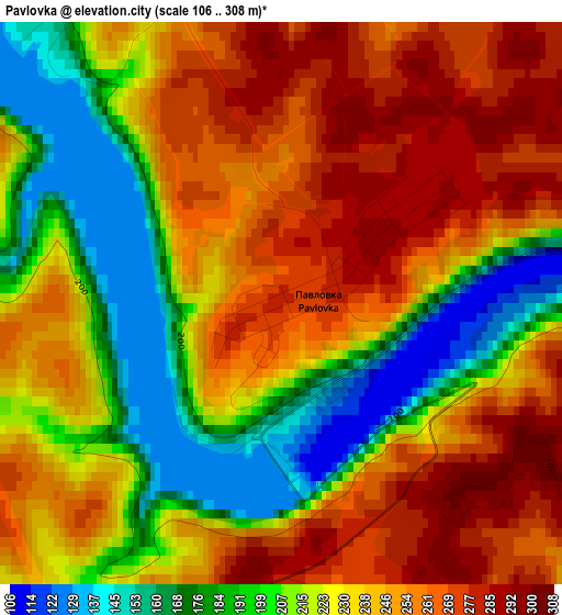 Pavlovka elevation map