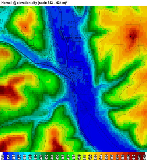 Hornell elevation map