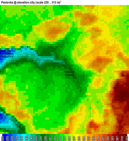 Pavlovka elevation map