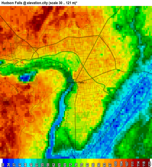 Hudson Falls elevation map