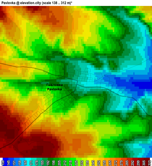 Pavlovka elevation map