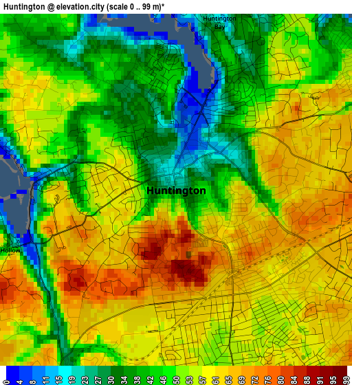 Huntington elevation map