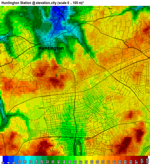 Huntington Station elevation map