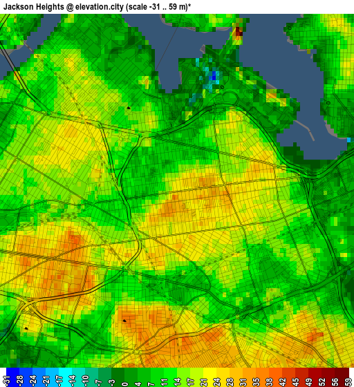 Jackson Heights elevation map