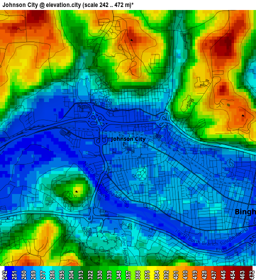 Johnson City elevation map