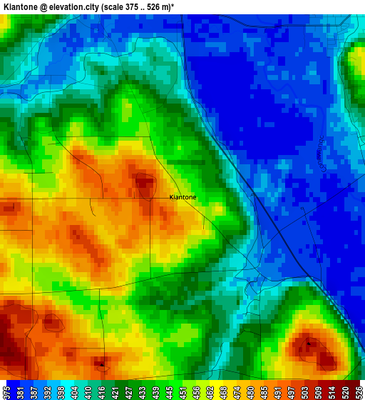 Kiantone elevation map