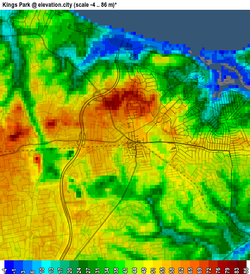 Kings Park elevation map