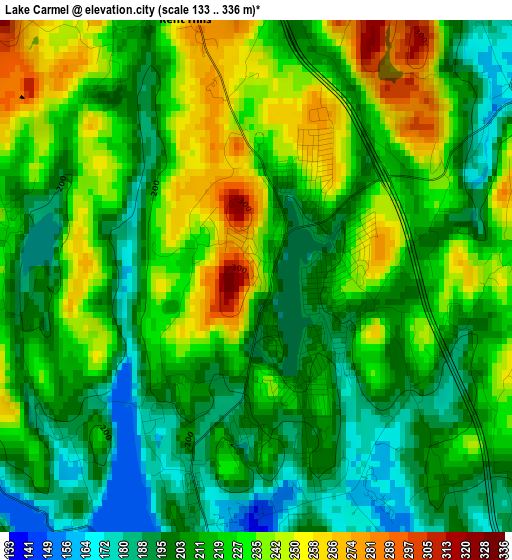 Lake Carmel elevation map