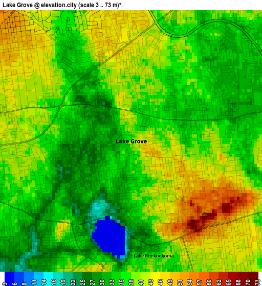 Lake Grove elevation map