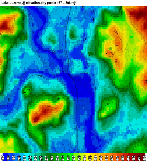 Lake Luzerne elevation map