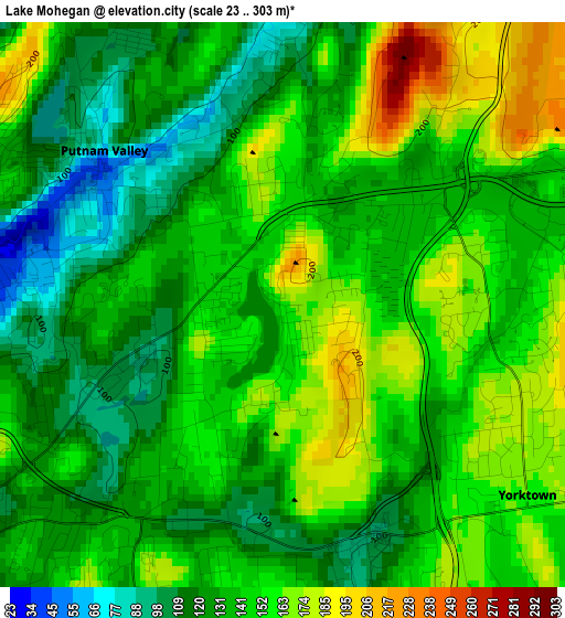 Lake Mohegan elevation map