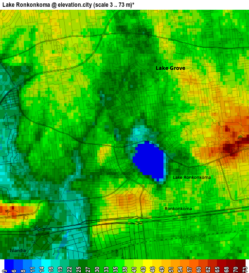 Lake Ronkonkoma elevation map