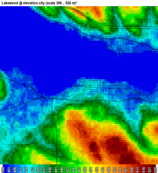 Lakewood elevation map