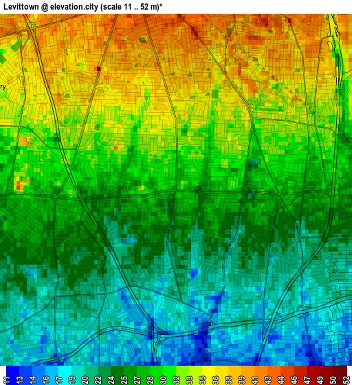 Levittown elevation map