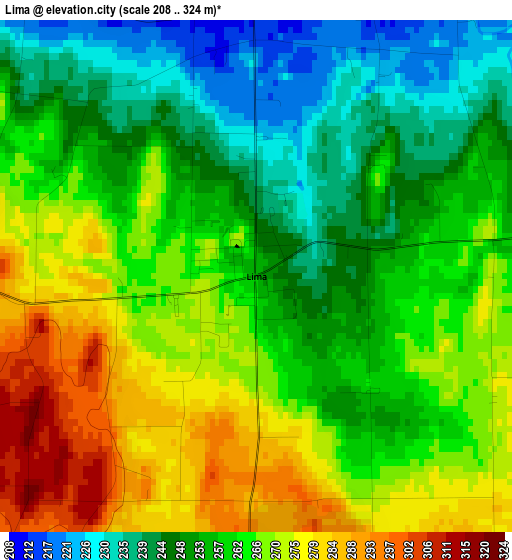 Lima elevation map