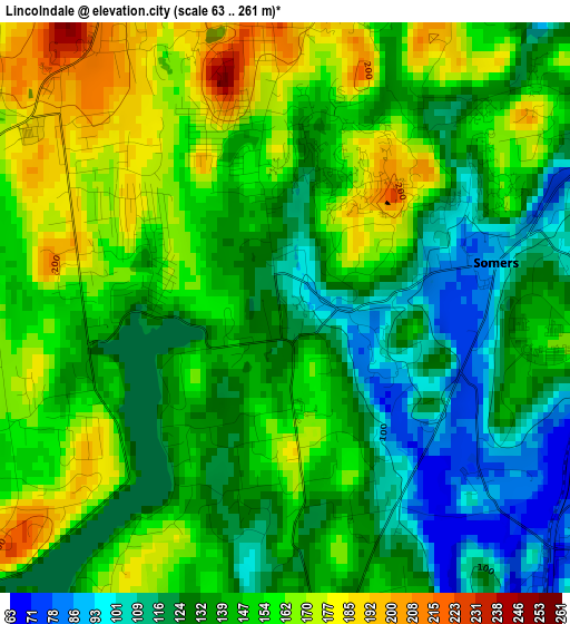 Lincolndale elevation map