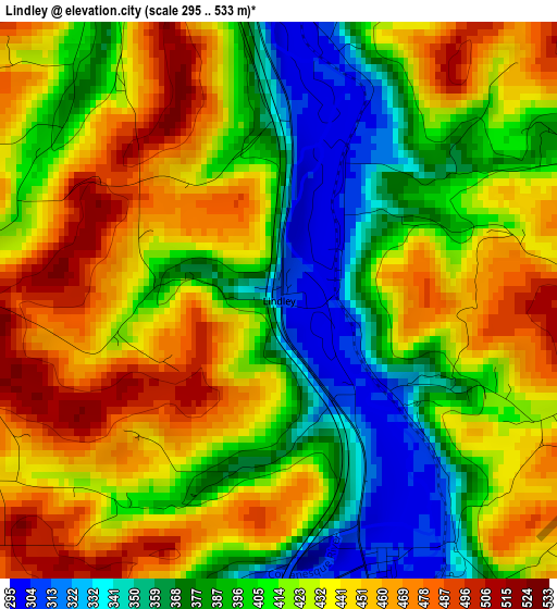 Lindley elevation map