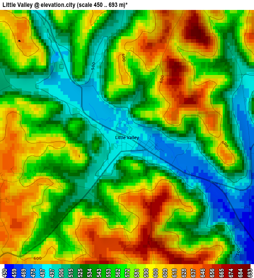 Little Valley elevation map