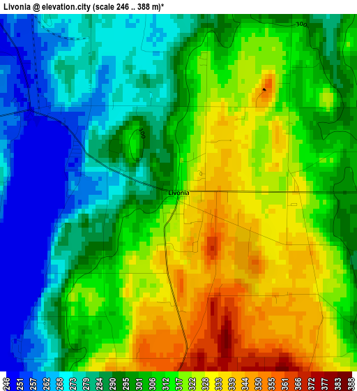 Livonia elevation map